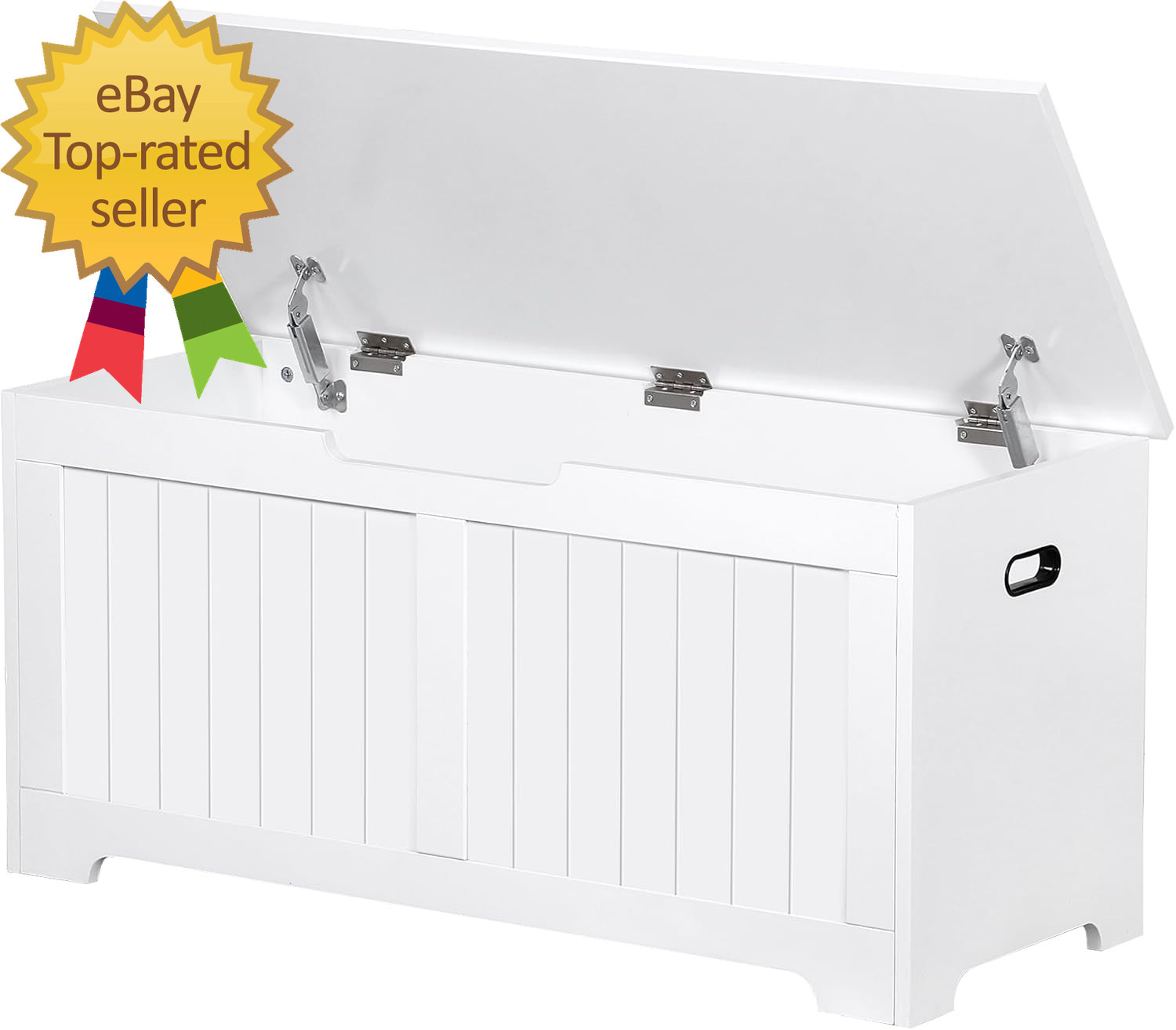 Storage Chest 39 Inches Chest Box Organizer with 2 Safety Hinges Wooden Entryway