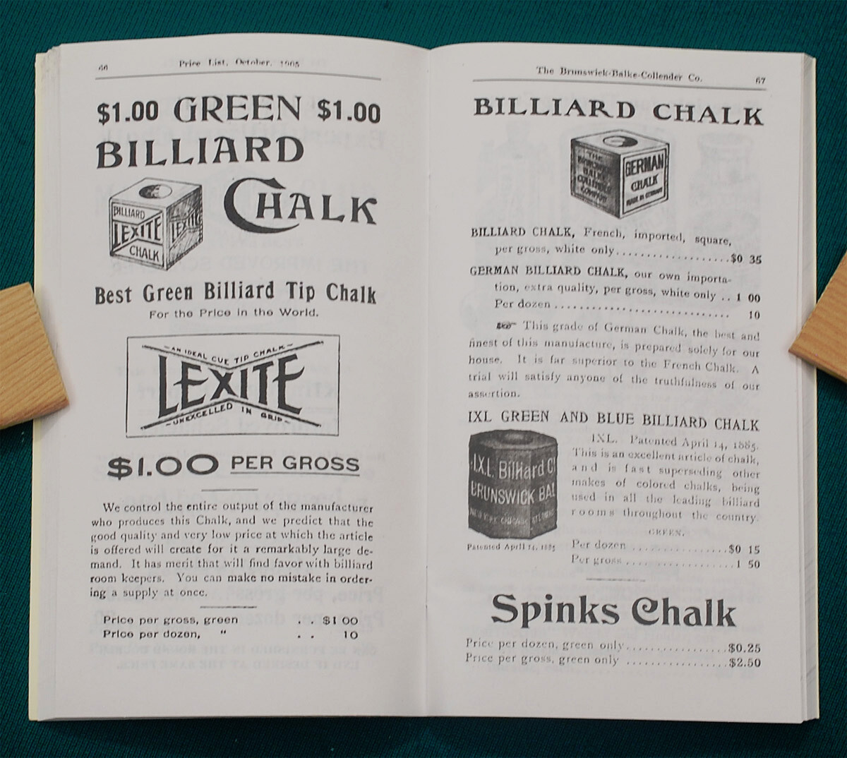 Reproduction of Rare 1905 BBC Billiard Price List/Catalog No. 1488