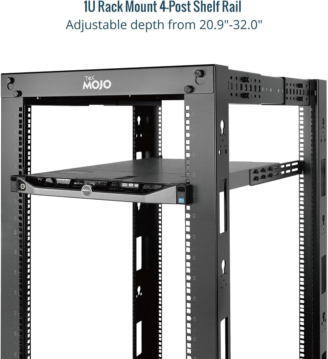 1U Universal Rack Mount Rails4-Post Server Rack Shelf Rail with 20.9-32 Adjustab