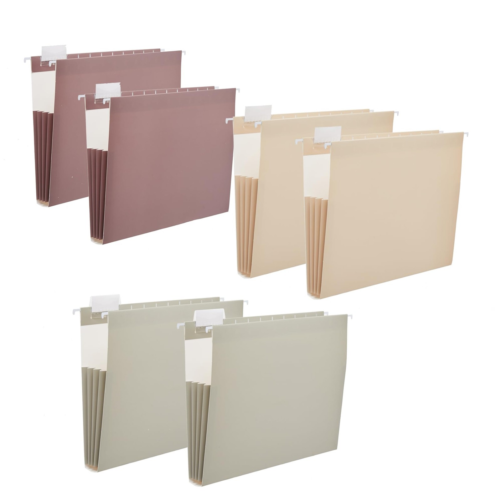 Fei Bi 6 Pack Extra Capacity Hanging File Folders Letter Size-6 pack, Coffee