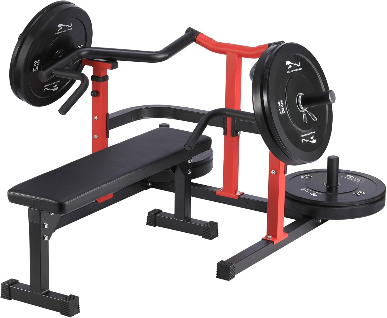 Chest Press Machine with Adjustable Flat Bench & Smooth Bearings,Workout Machine