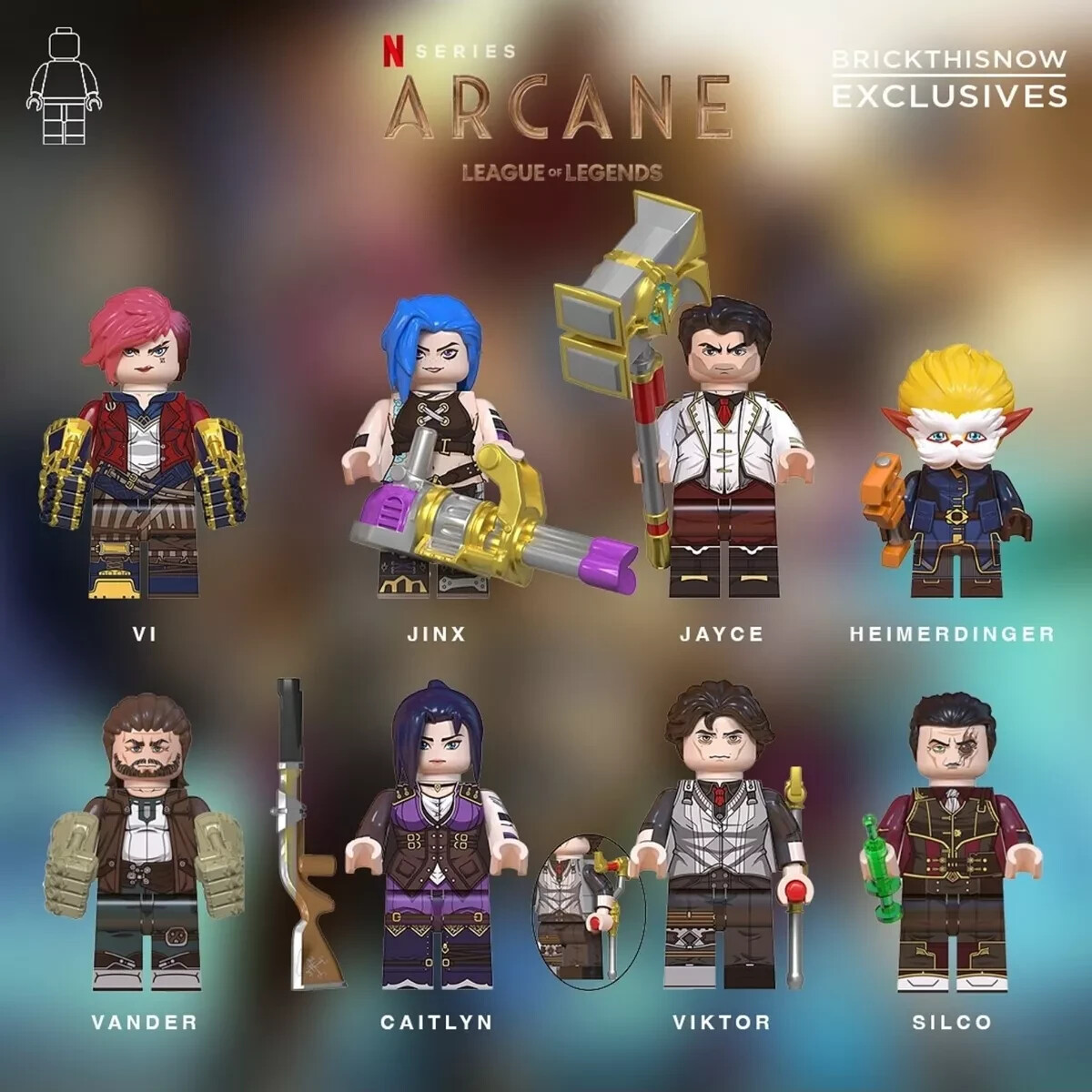 EXCLUSIVE! Lego Arcane League of legends Figure Vi Caitlyn Jinx Jayce Silco