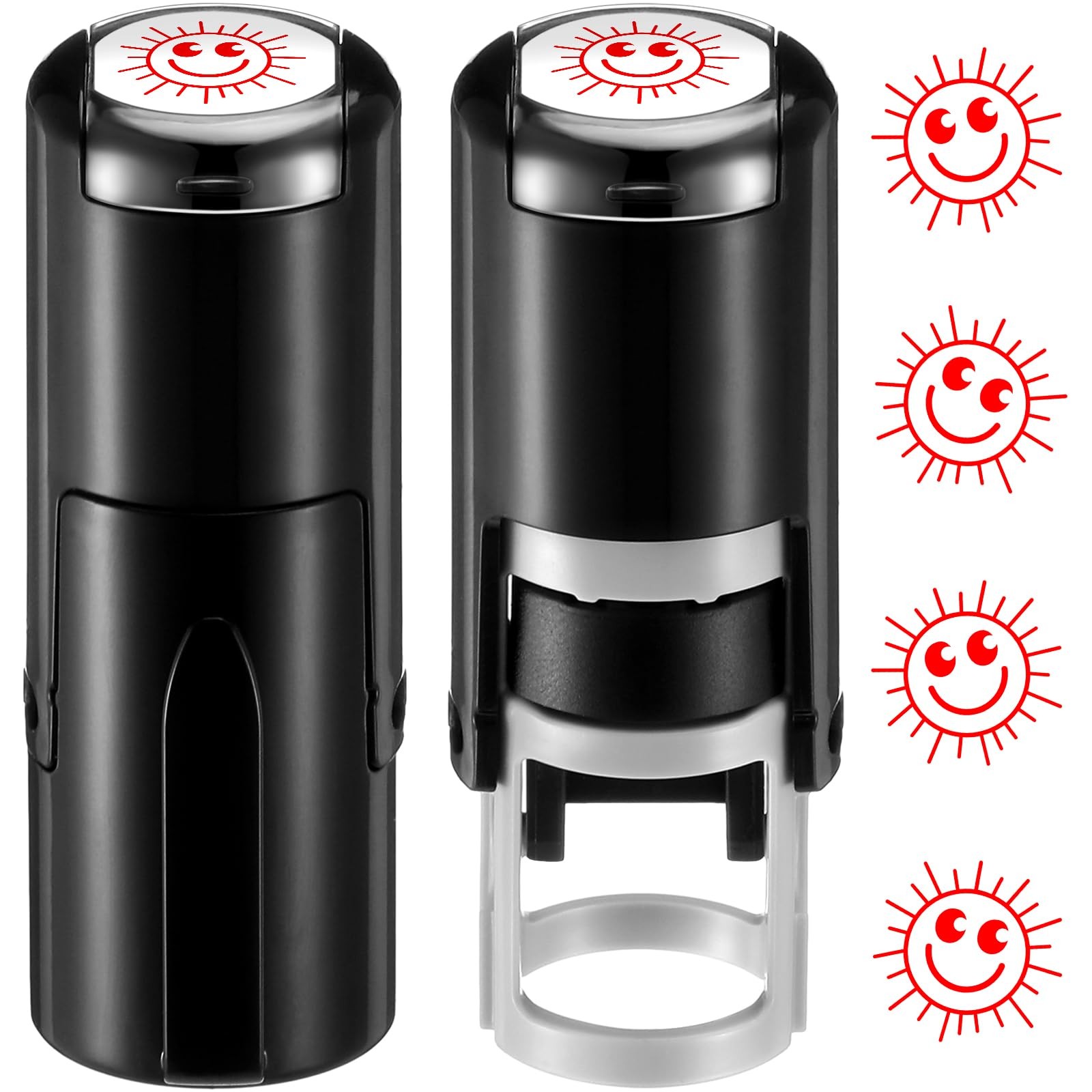 2 Pack Sun Print Stamps Red Ink Stamper Mini Self Inking Craft Supplies