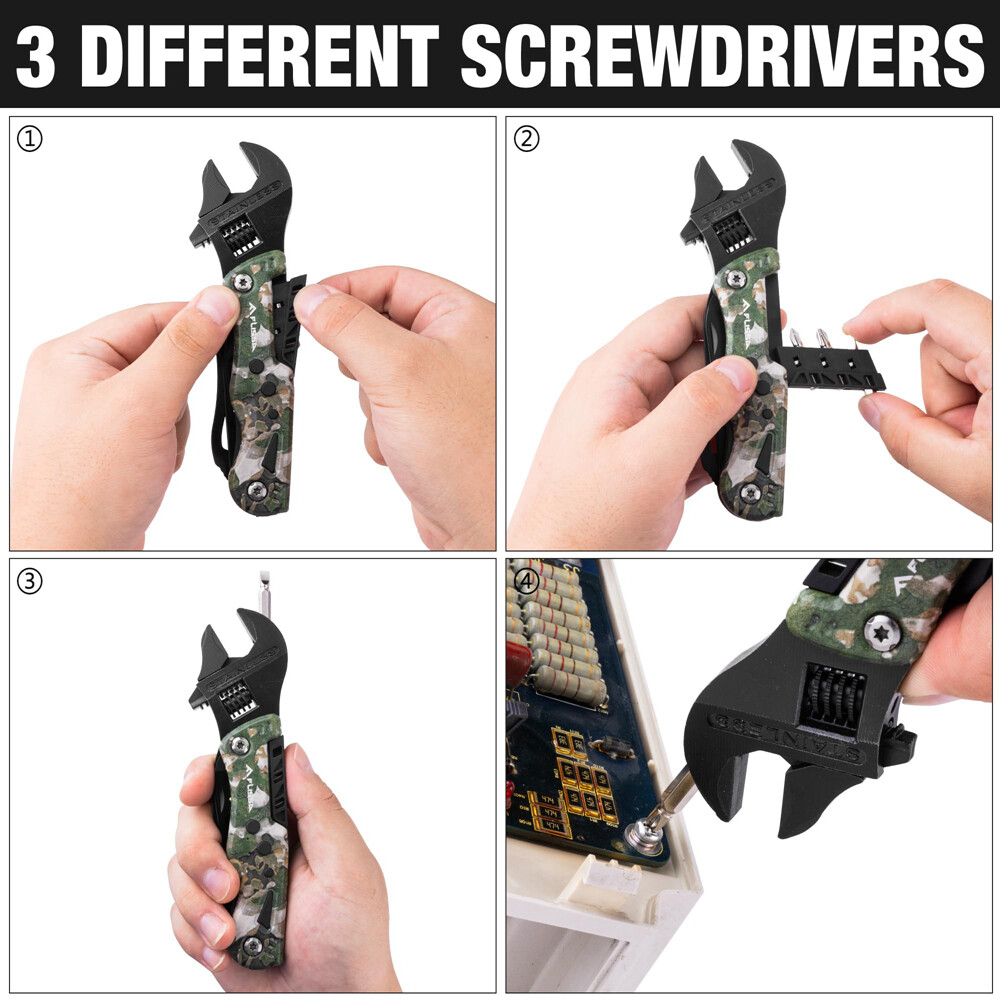 FLISSA 13-in-1 Multi Tool Wrench Pocket Knife Multitool Multi Use Tool Wrench US