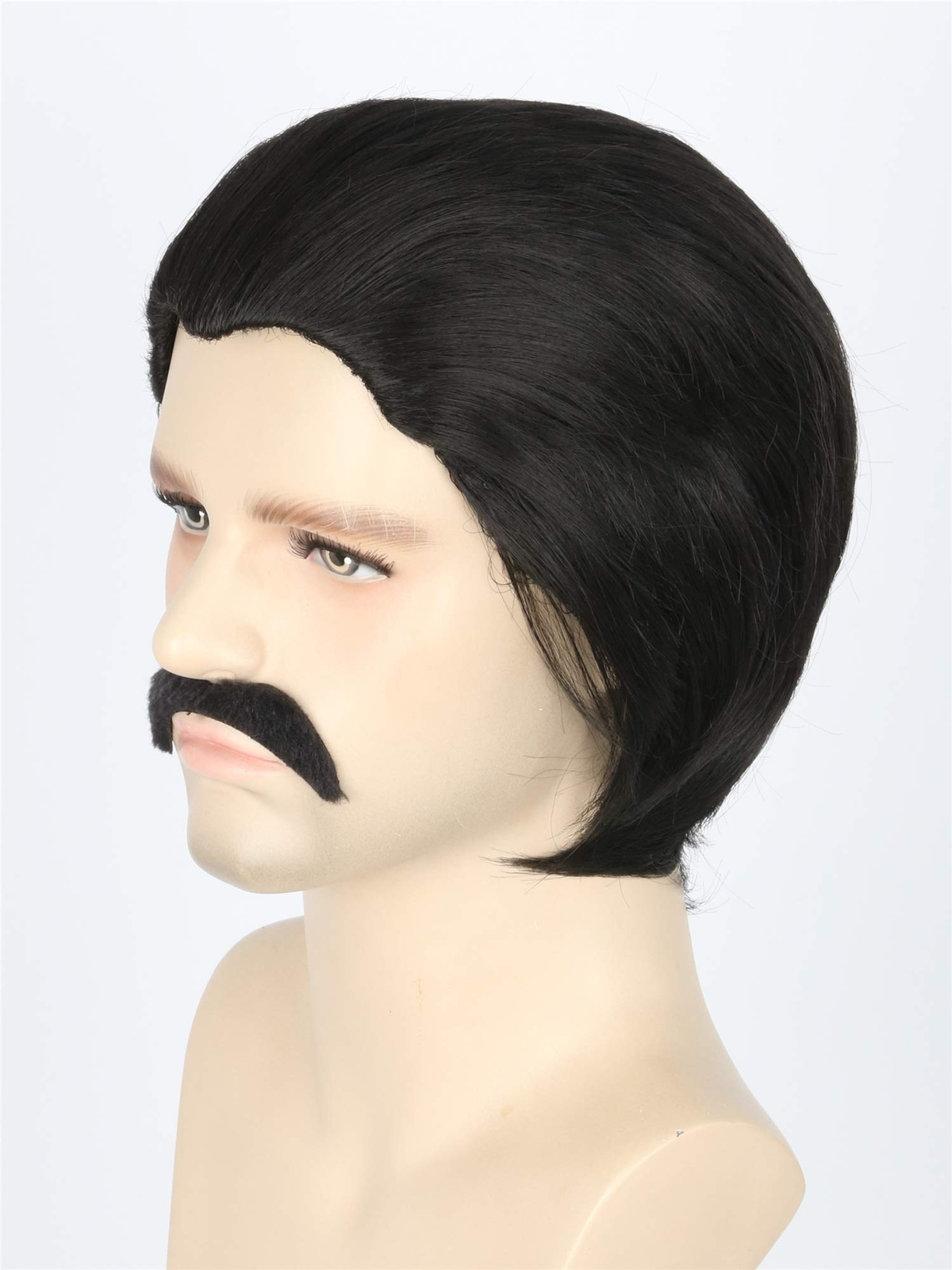 Men's Wigs Black Short Cosplay Halloween Costume Party Wigs Slicked-back Wig ...