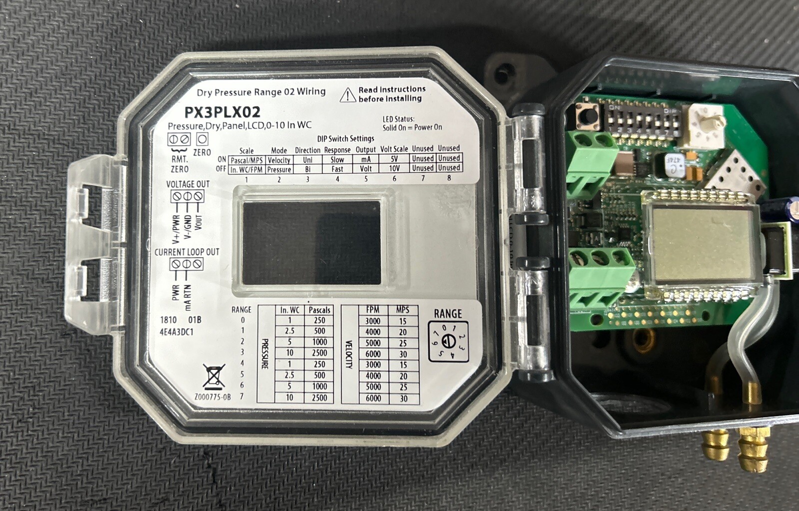 Veris Industries PX3PLX02 Dry Pressure Sensor LCD Panel