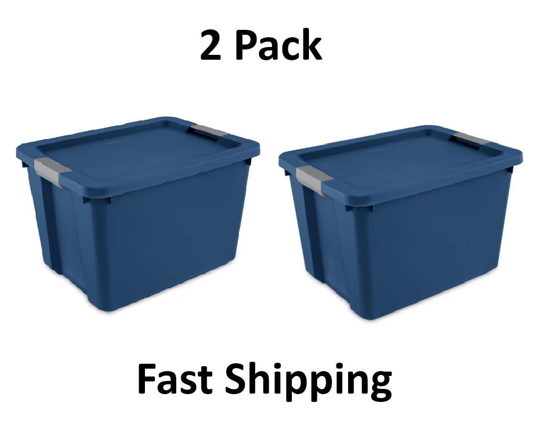 (2 pack) Sterilite 20 Gallon Large Storage Bin, Plastic Storage Container