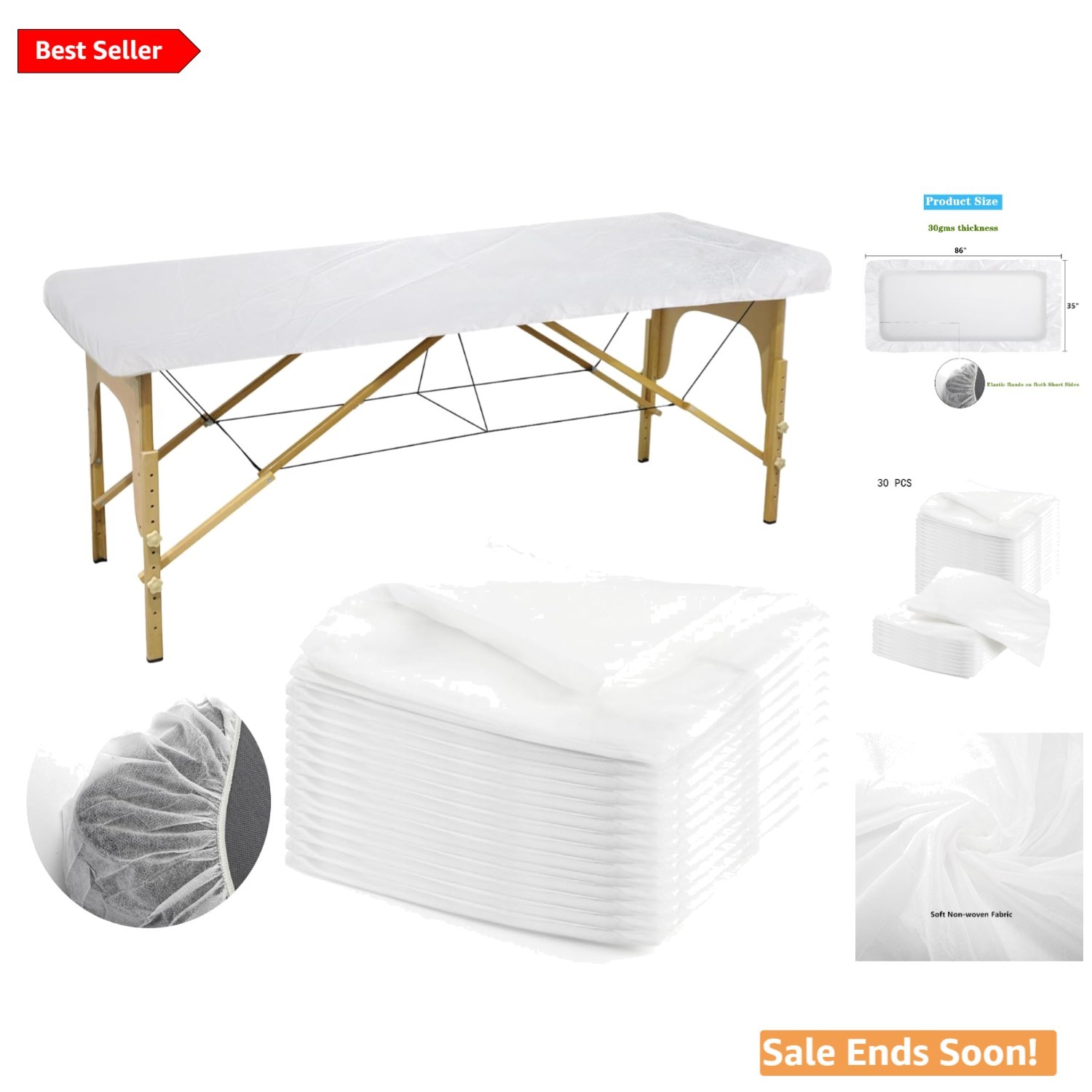 Breathable Disposable Massage Table Covers, 30 PCS – Essential for Professionals