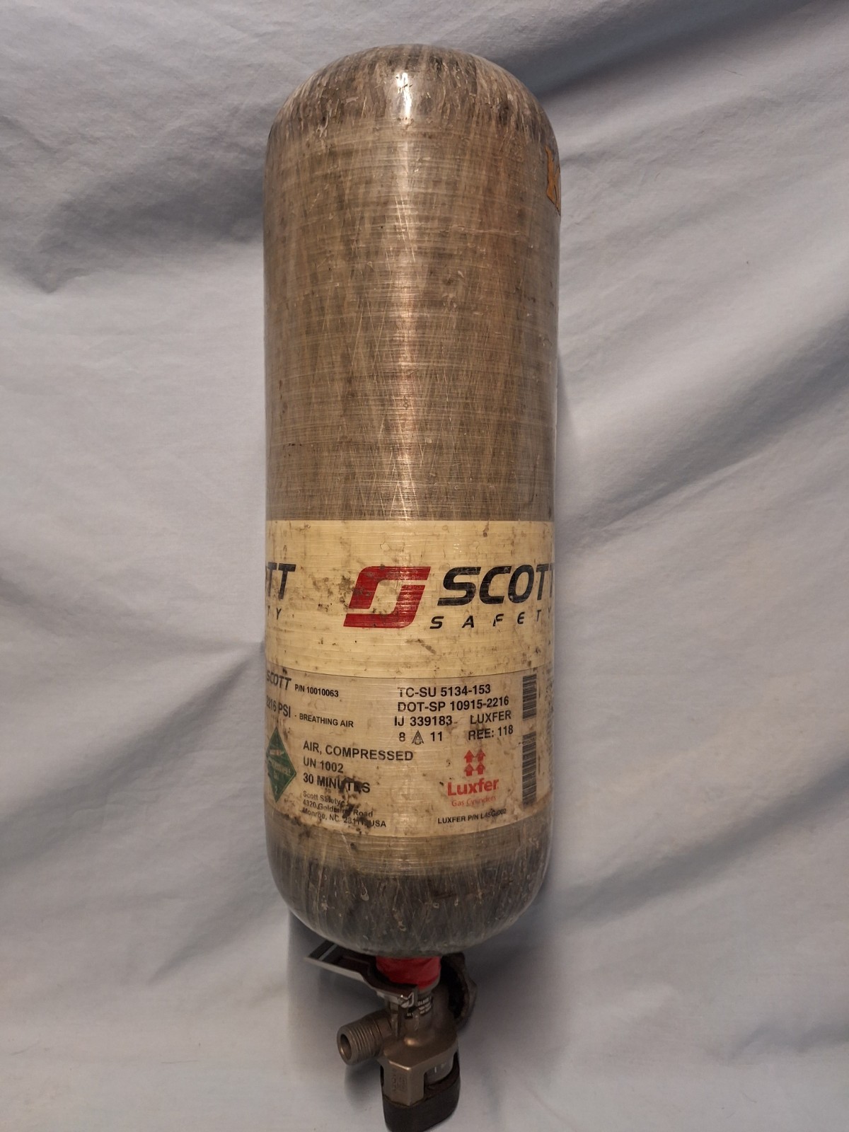 SCOTT 30 Min 2216psi Carbon SCBA Tank 2011 + Current Hydro!