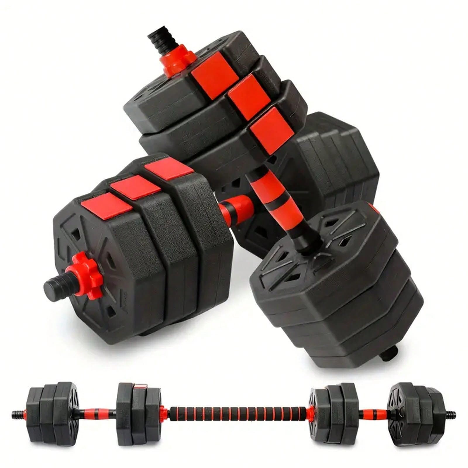44LB Adjustable Dumbbell Set Barbell Connector Home Gym Weight Set Black