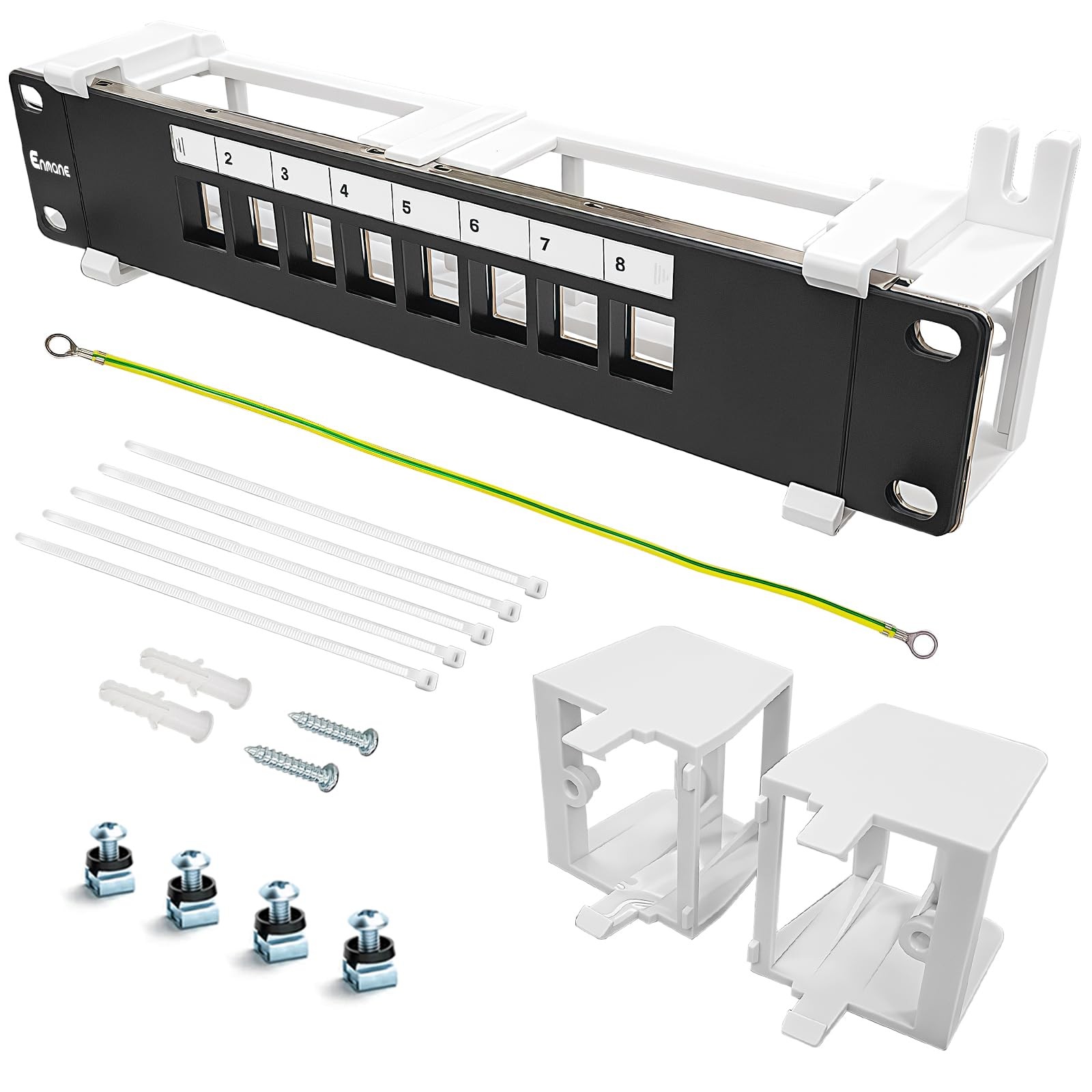 8Port Blank Keystone Ethernet Patch Panel Wall Mount 89D Bracket 10 Inch