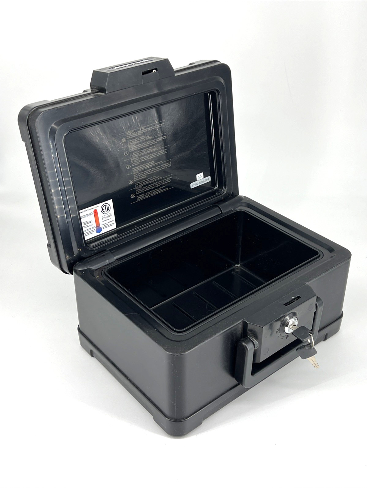 Honeywell 0.15 Cu Ft Fireproof Waterproof Chest Safe Box w Key Lock Black