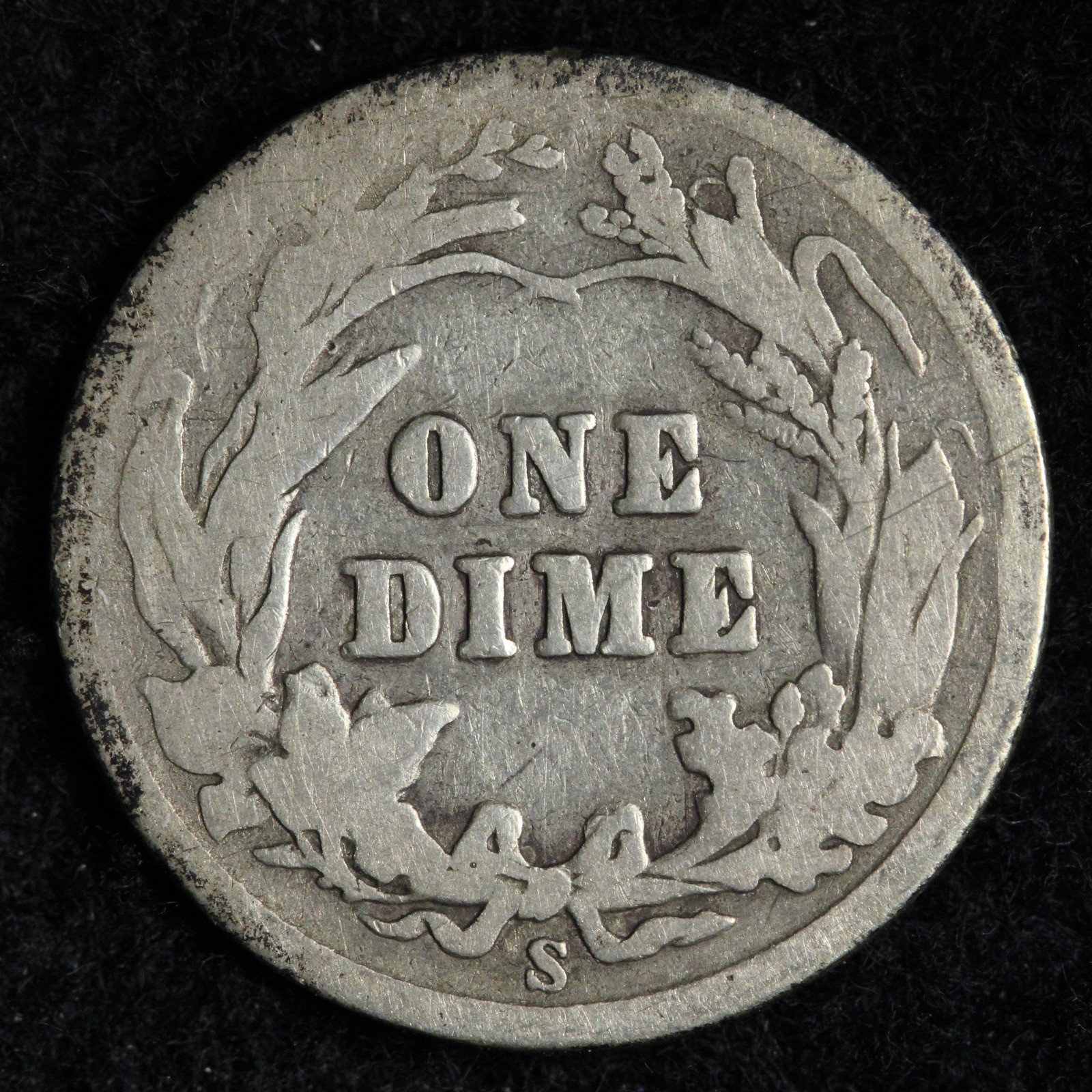 1909-S Barber Silver Dime FINE E301 VOCN