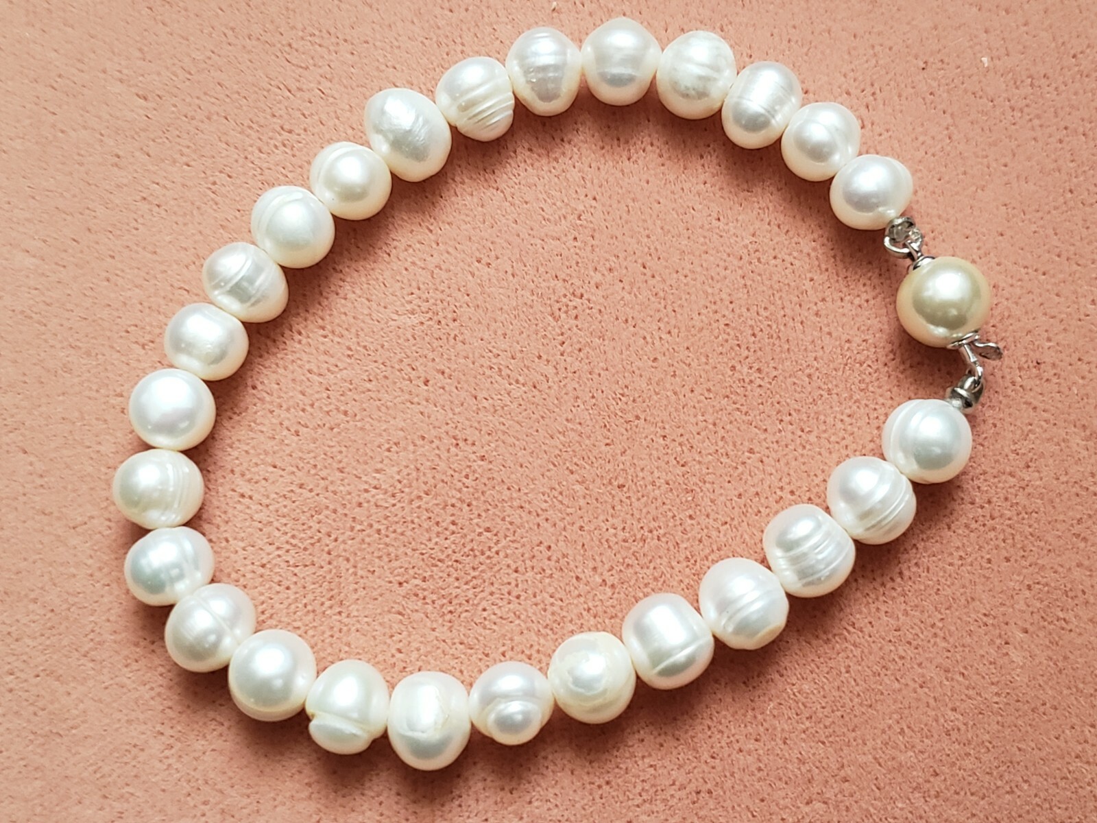 Hand-Made GENUINE * PEARL * BRACELET 7.5", 7.5-8 mm - Made in USA
