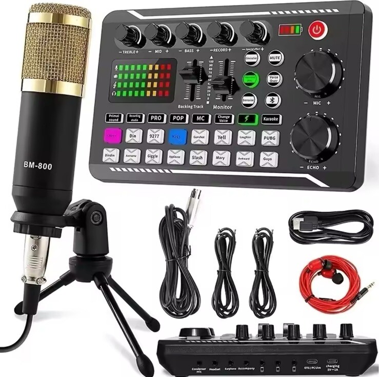 DJ Equipment F998, Microphone, Sound Card, Voice Mixer, Studio Console Kit