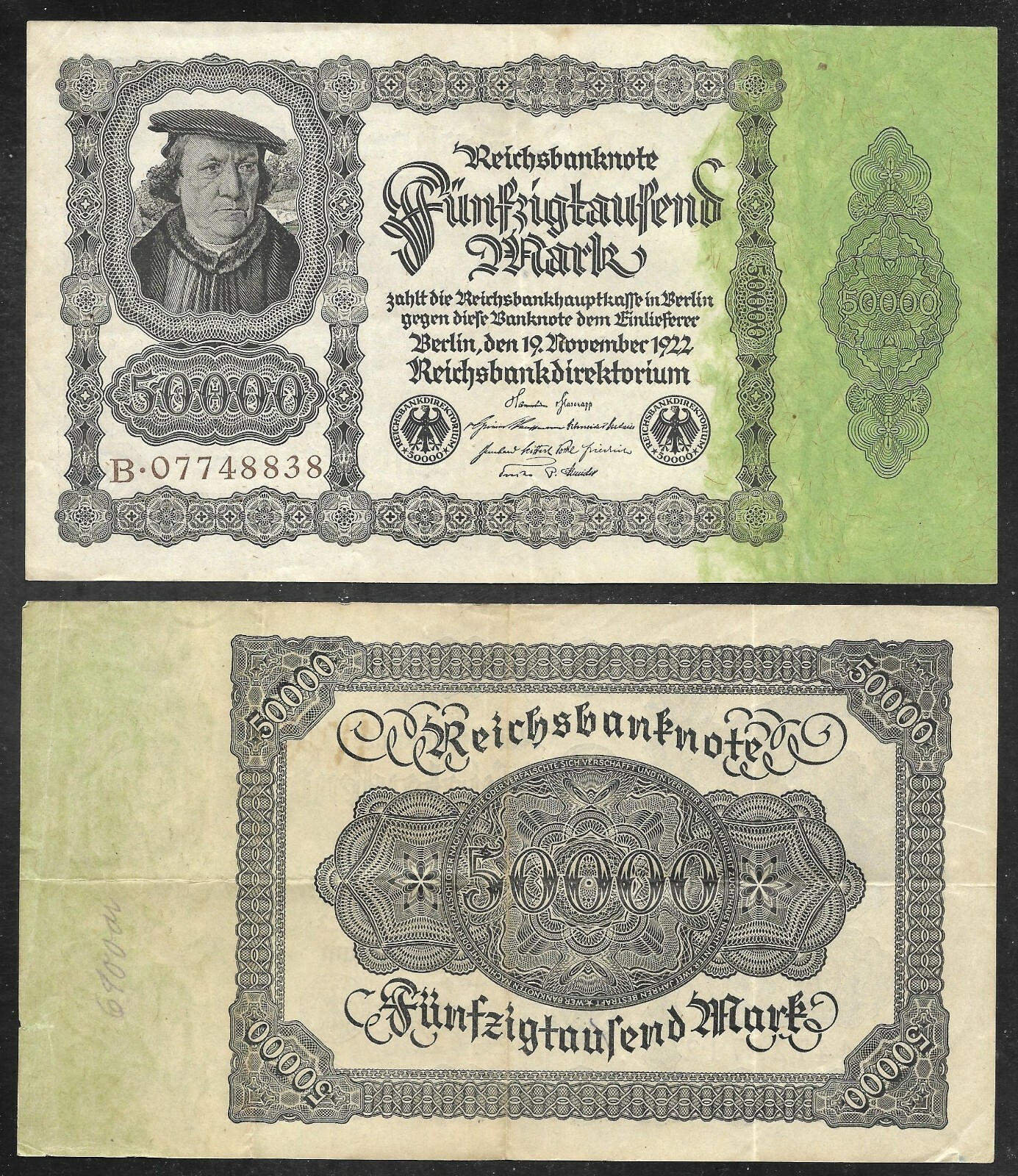 Germany - Old 50000 Mark Note - 1922 -  P79 - XF