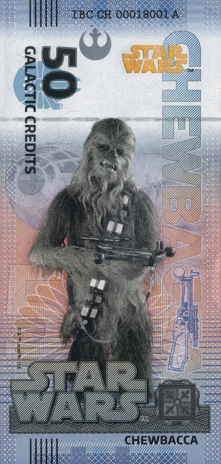 2025 Disney Star Wars 50 Galactic Credits Chewbacca Souvenir Note