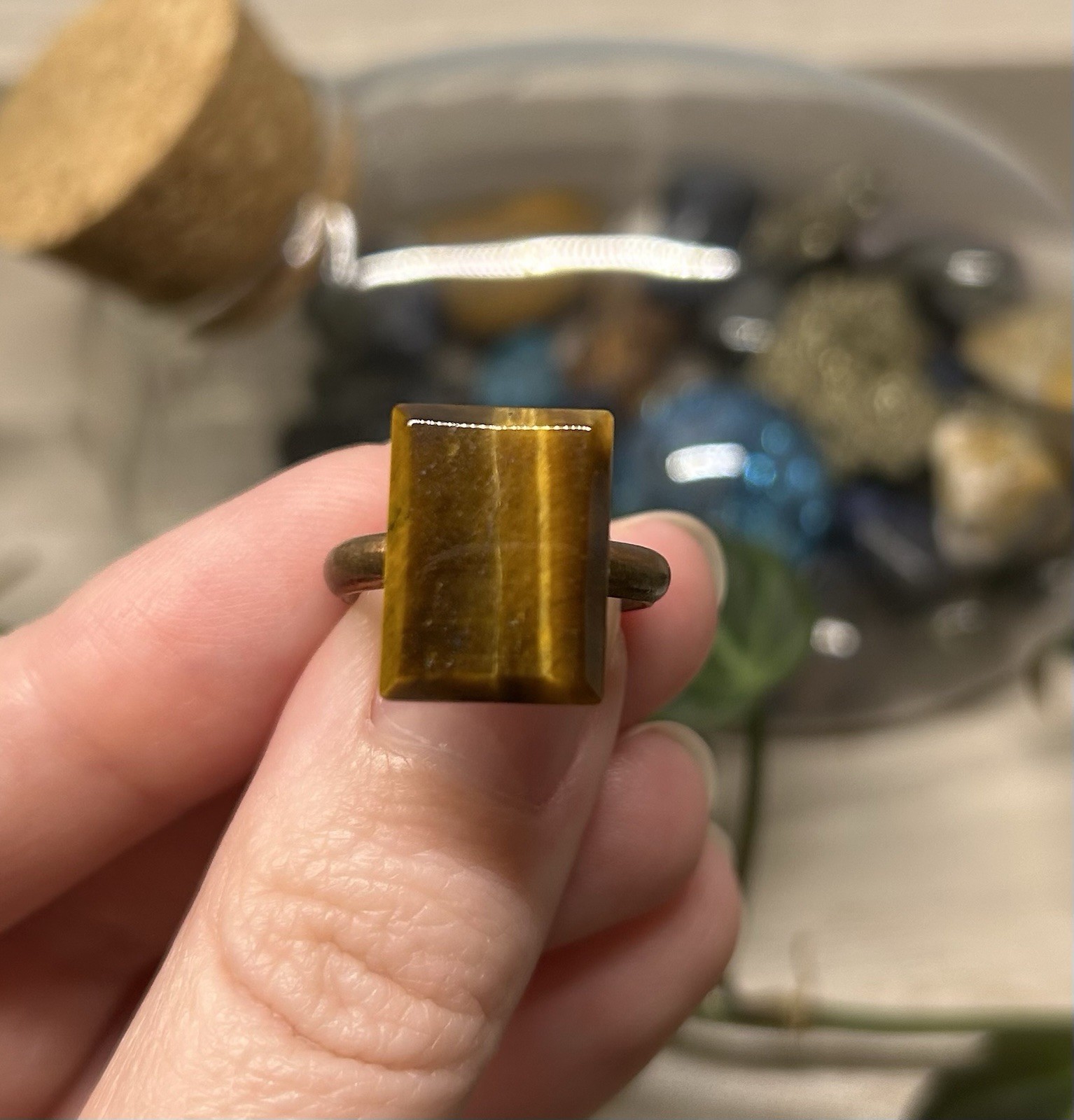 Tigers Eye Ring Size 7, Handmade Copper Tigers Eye Ring