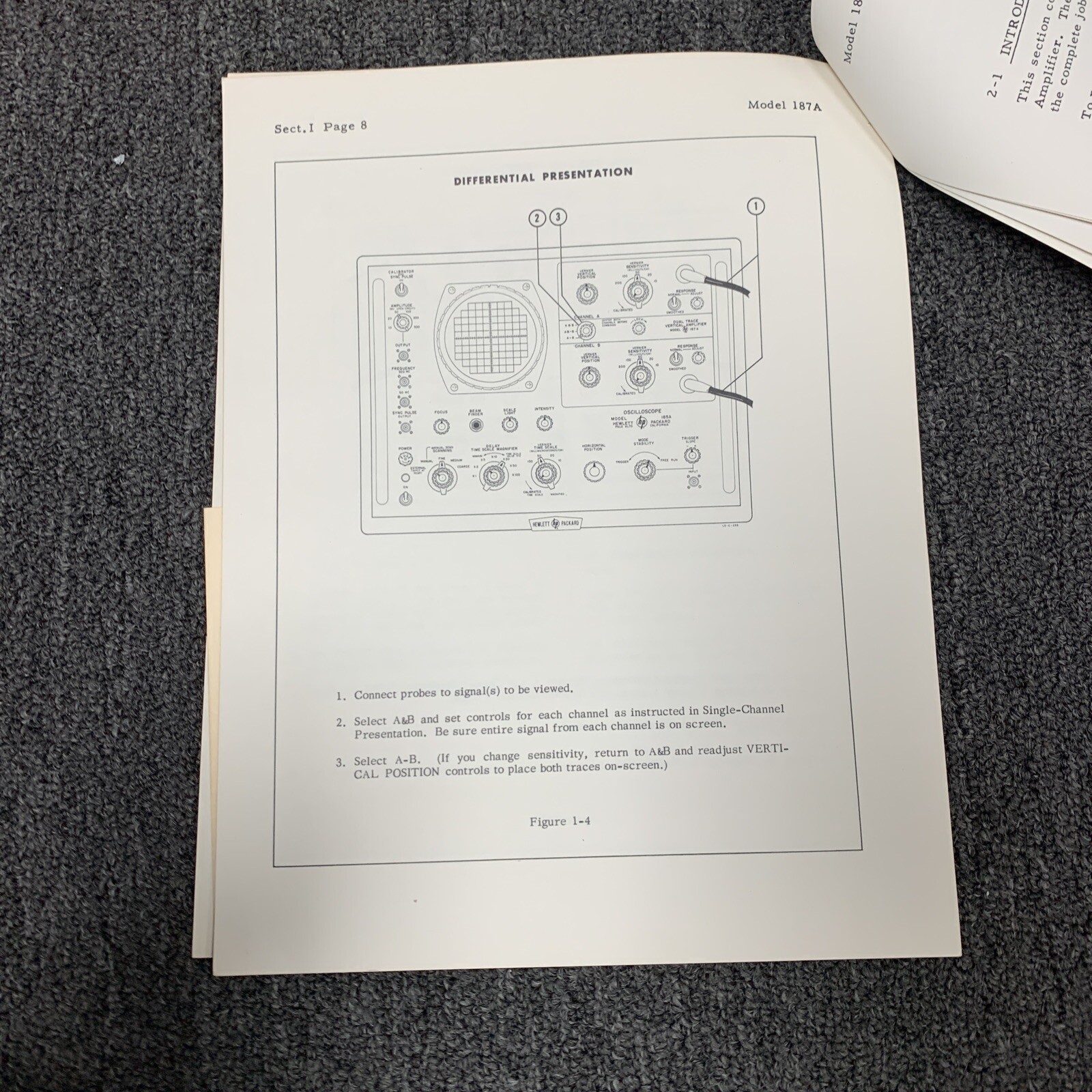 HP 187A Dual Trace Vertical Amplifier ~ Operating & Servicing Manual Serial 001-