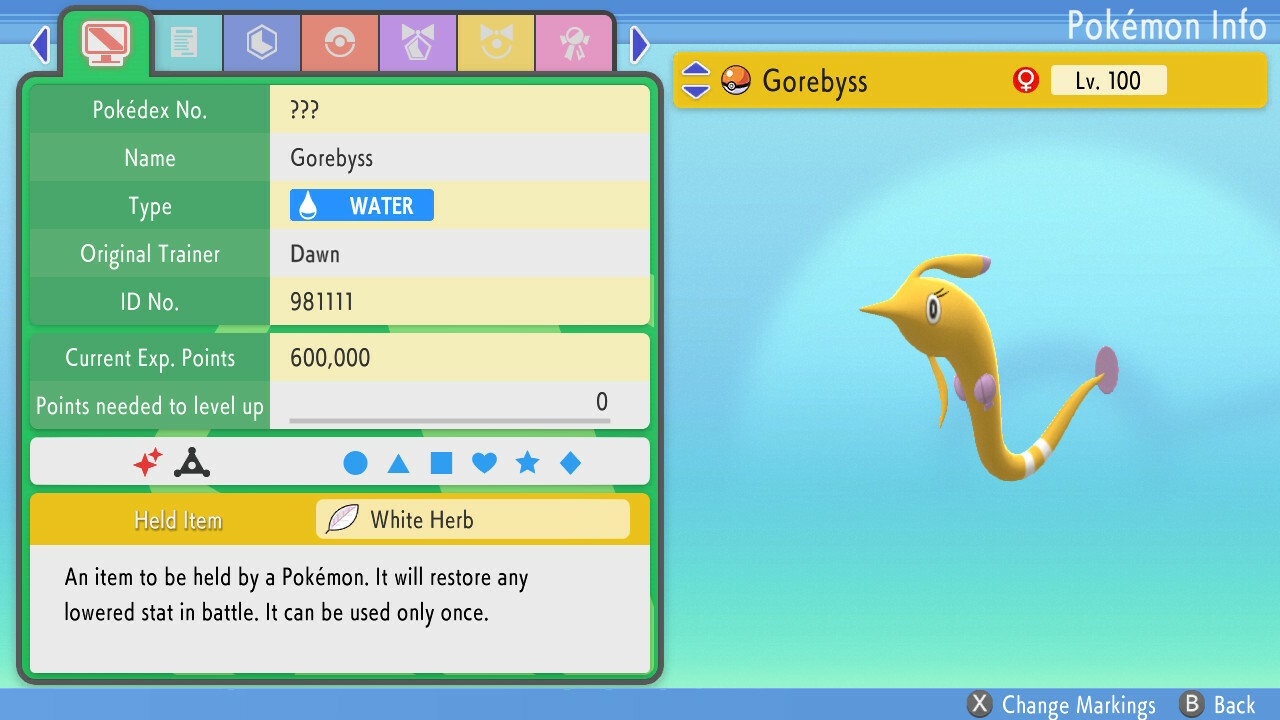 Shiny Gorebyss 6IVs Pokemon BDSP