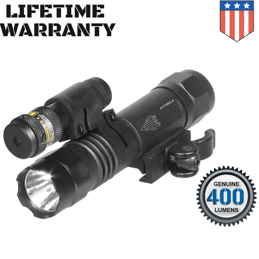 UTG Light/Red Laser Combo, 400 Lumen, Integral QD Mount Aluminum Black LTELP38QA