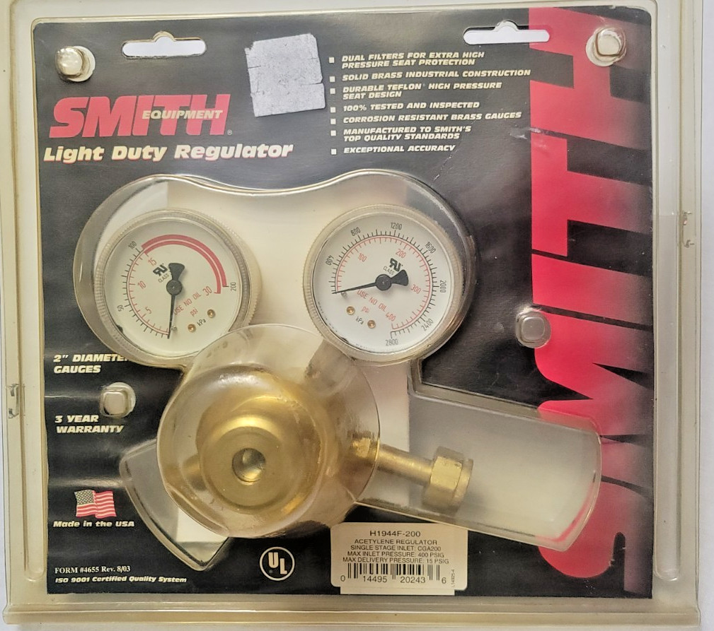 Smith Acetylene Regulator H1944F-200 NEW OPEN PKG