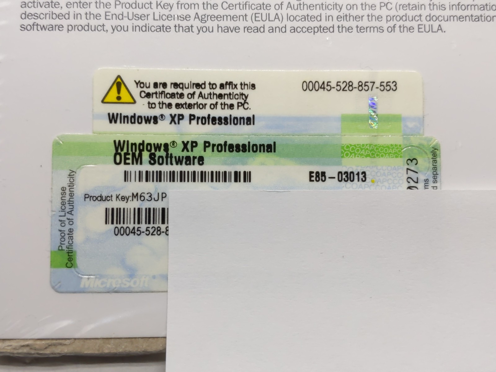 MICROSOFT WINDOWS XP PROFESSIONAL with SP2 with PRODUCT KEY - SEALED