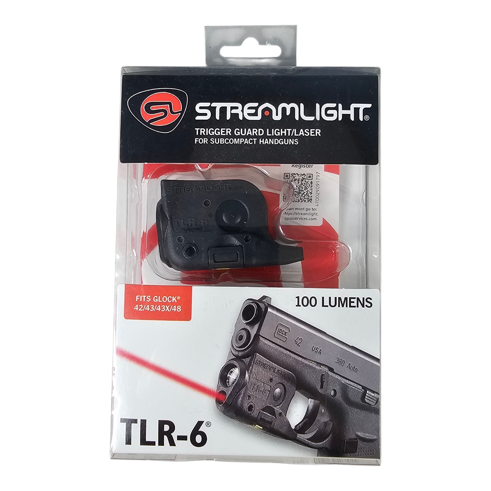 Streamlight 692766 TLR-6 Laser/Light Combo fits Glock 42,43,43X,48 100 lumens