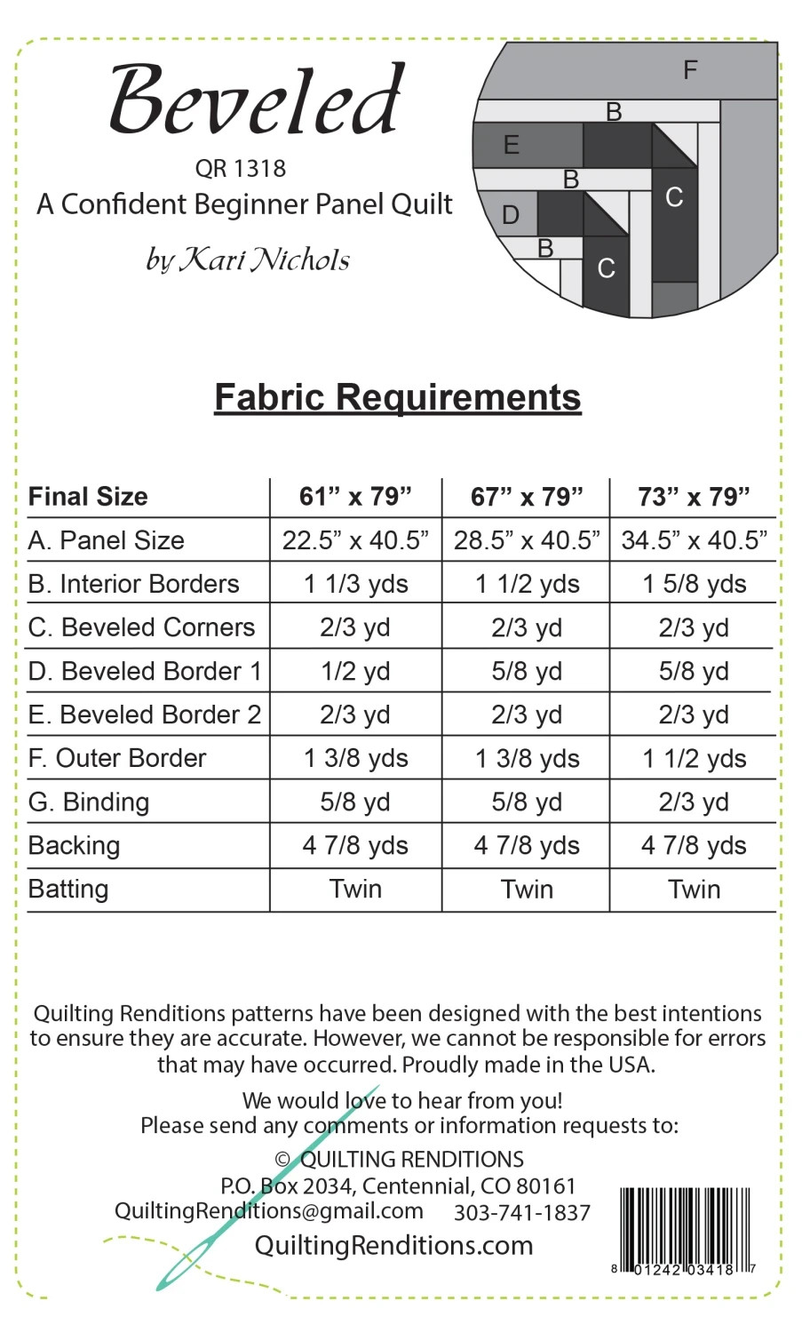 Beveled From Quilting Renditions Quits Pattern Twin Sizes