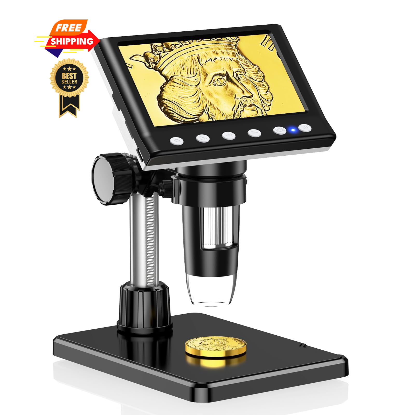 Leipan 4.3" Coin Microscope Digital for Collectors DM7, Black