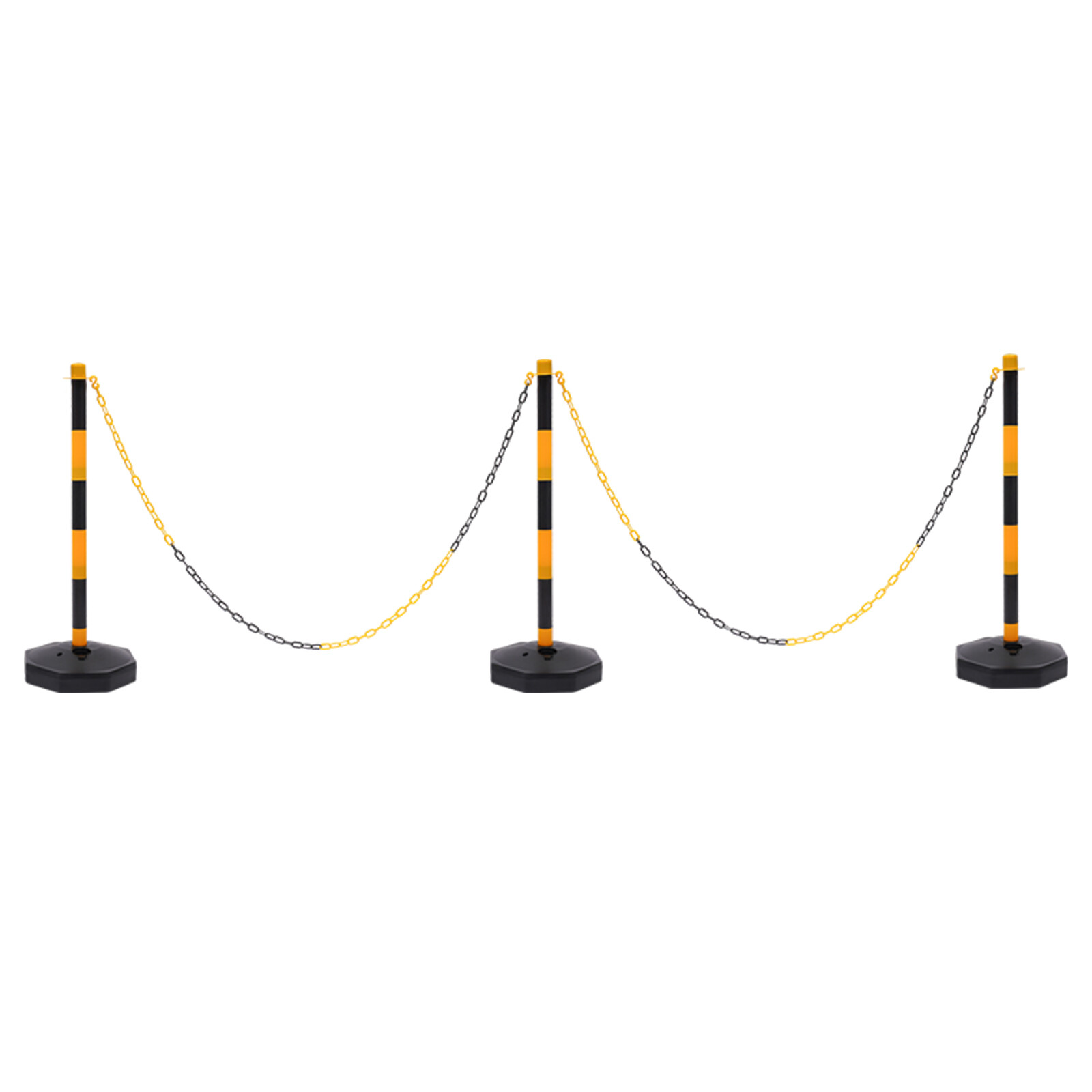6 Pack Traffic Cones Adjustable Delineator Post Portable Parking Pole W/ Chains