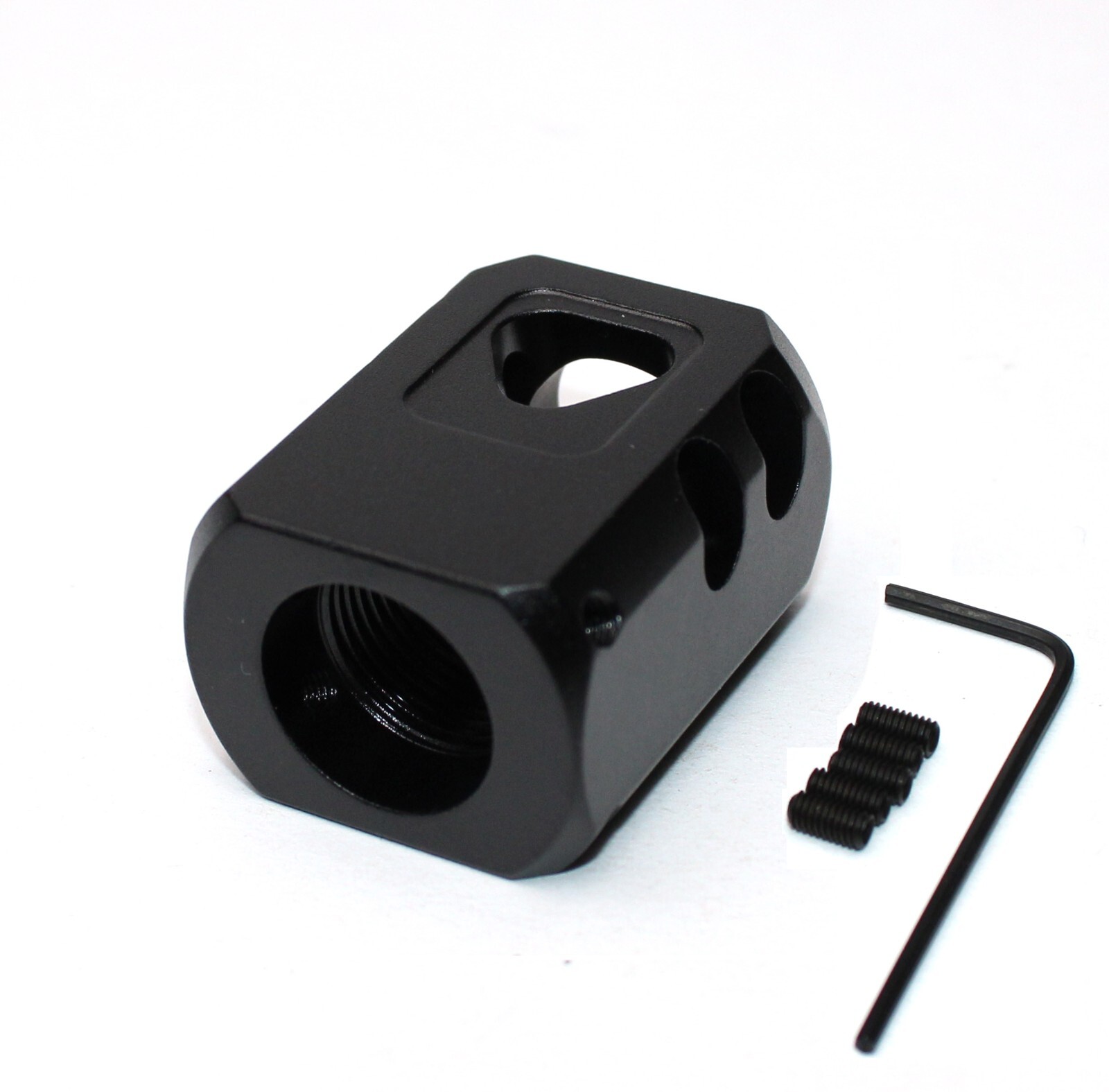 Black Anodized Aluminum 9/16''x24 TPI Muzzle Brake Compensator For .40Cal