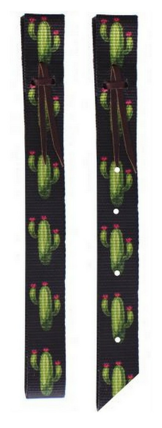 Western Horse Saddle Cactus Design Nylon Off Billet + 6' Cinch Tie Strap w/Holes