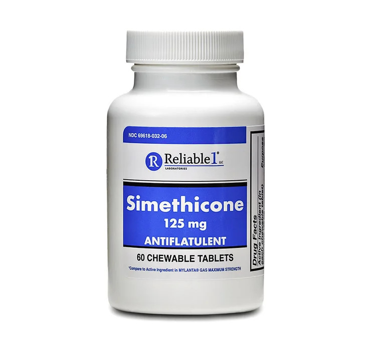 Reliable 1 Simethicone 125mg Antiflatulent Chewable Tablets for Gas Relief 60 Ct