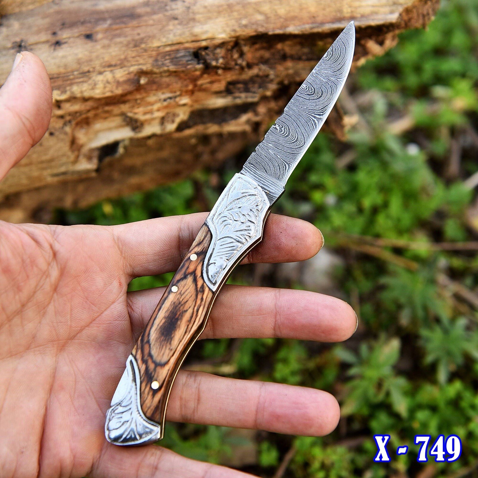 EDC Damascus Folding Blade Pocket Knife Hunting Survival Tactical Camping
