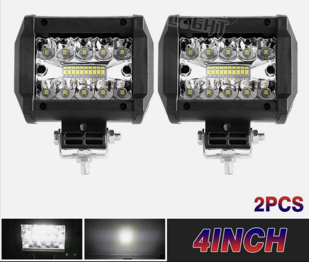 Pair 4" 30000LM LED Work Light Bar Spot Pods Fog Lamp Offroad Driving Truck ATV