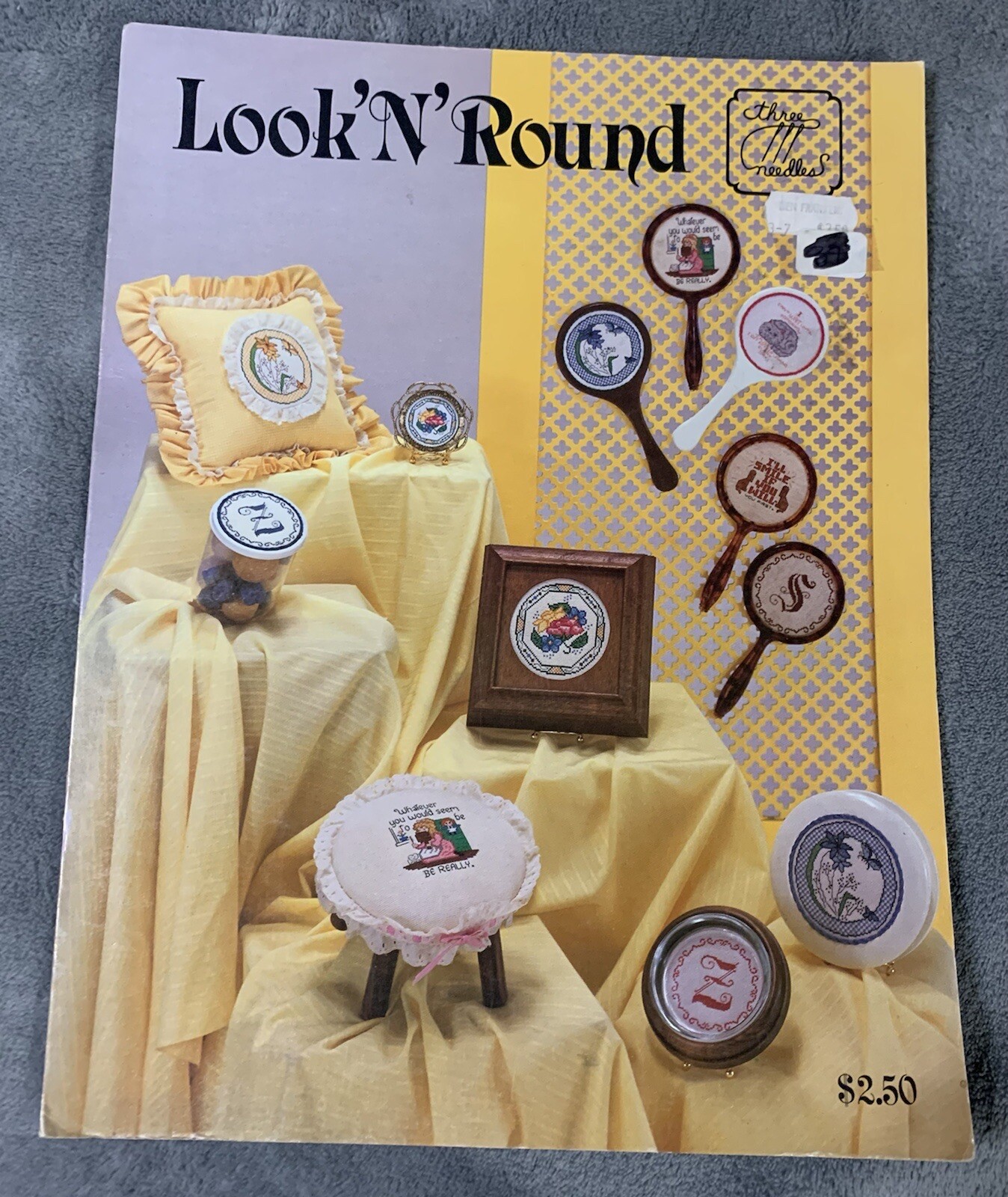 Three Needles Look'n Round Cross Stitch Pattern Leaflet Looking Vtg