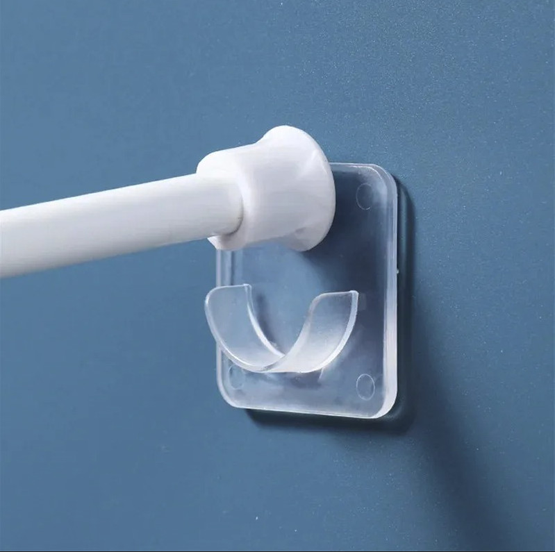 6pcs Adjustable Rod Holder Self Adhesive Wall Hook Telescopic Pole - NEW