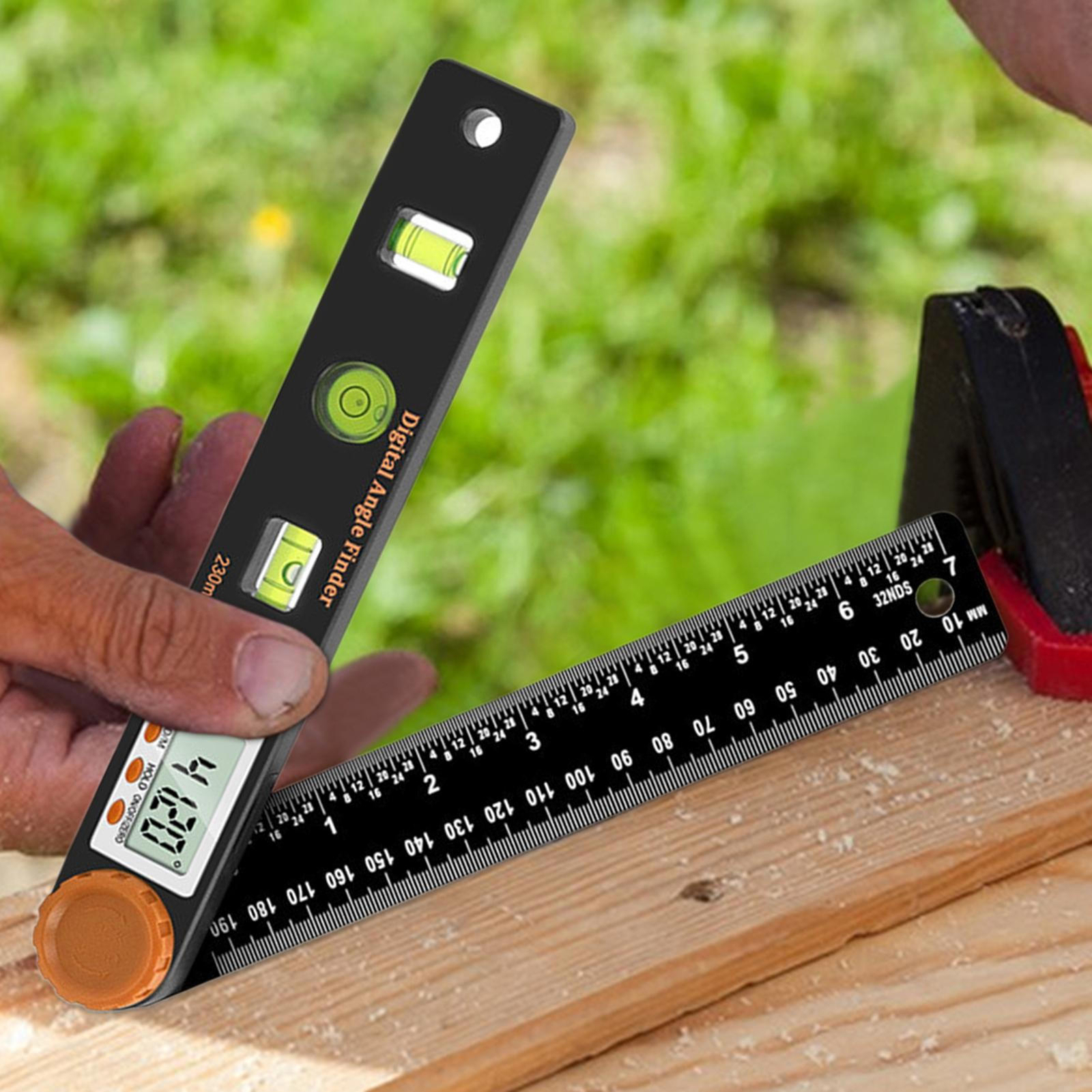 Digital Angle Finder Protractor Ruler Digital Goniometer with leveler, 7-Inch