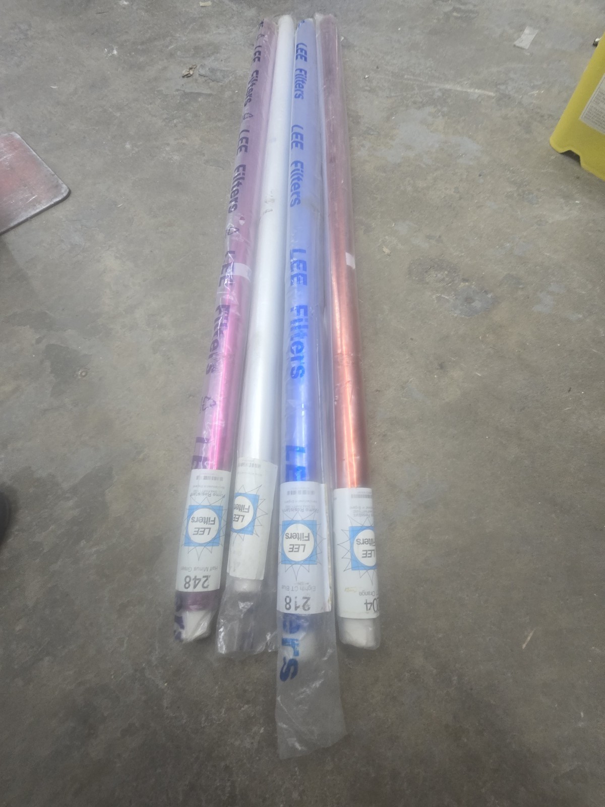 lot of 4 Lee Filters Gel #204 ( orange) 218 (blue) 248 ( minus green)  410 ( 50%