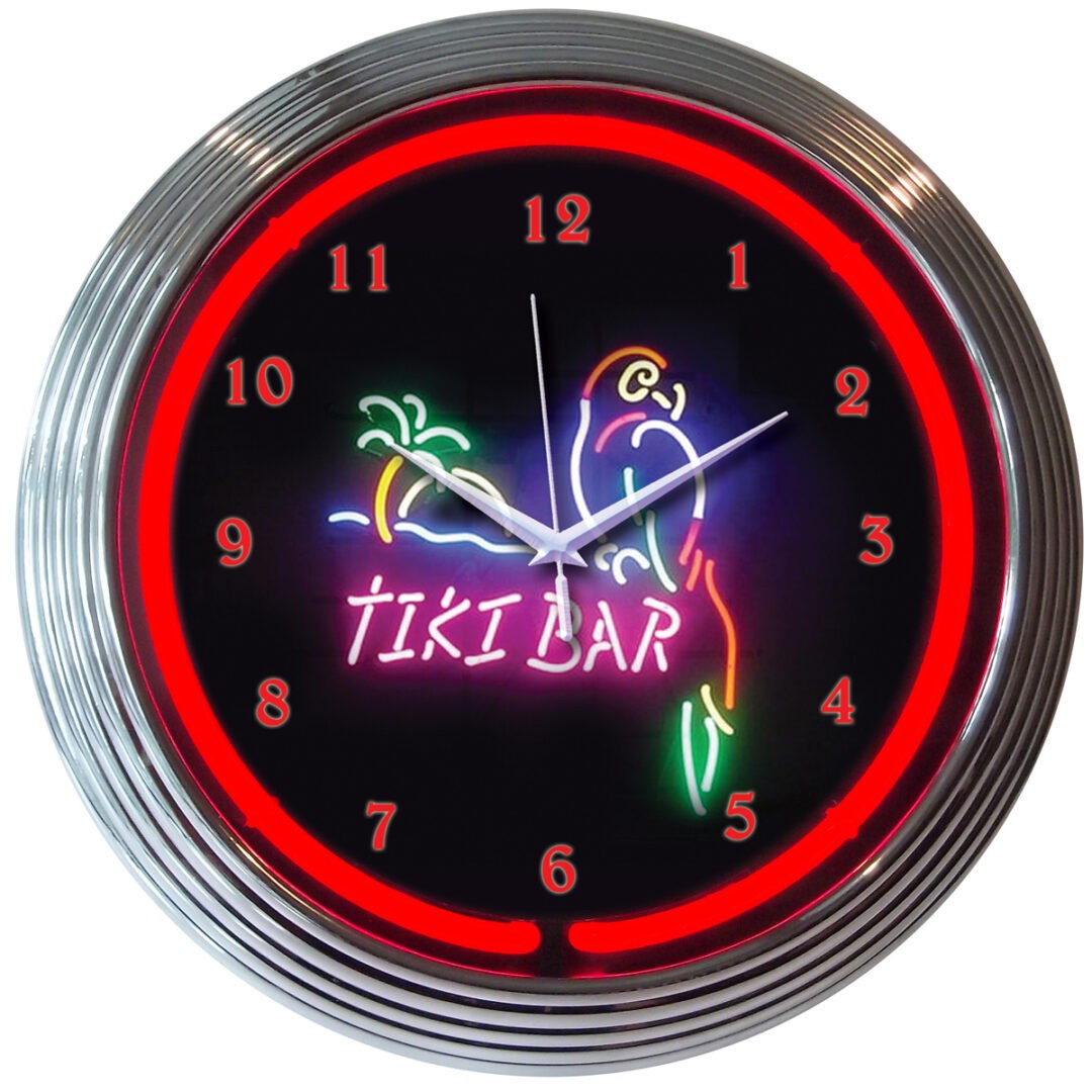 Neon Clock - Tiki Bar 15"  8TIKIX * ​Bar or Gameroom Decor * Ships FREE to USA!
