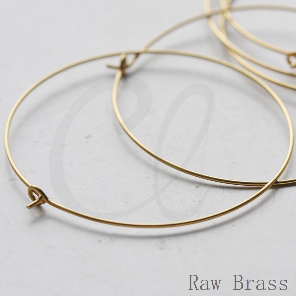 20 Pieces Raw Brass Round-Earring Finding-Earring Hook 50x0.8mm (CW-3735C-V-230)