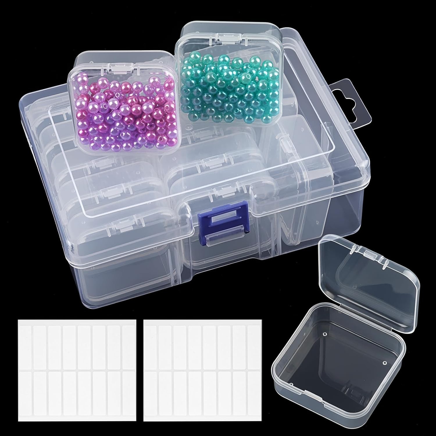 Bead Organizer and Storage, 15 Pcs Clear Bead Storage Containers, Mini Plastic B