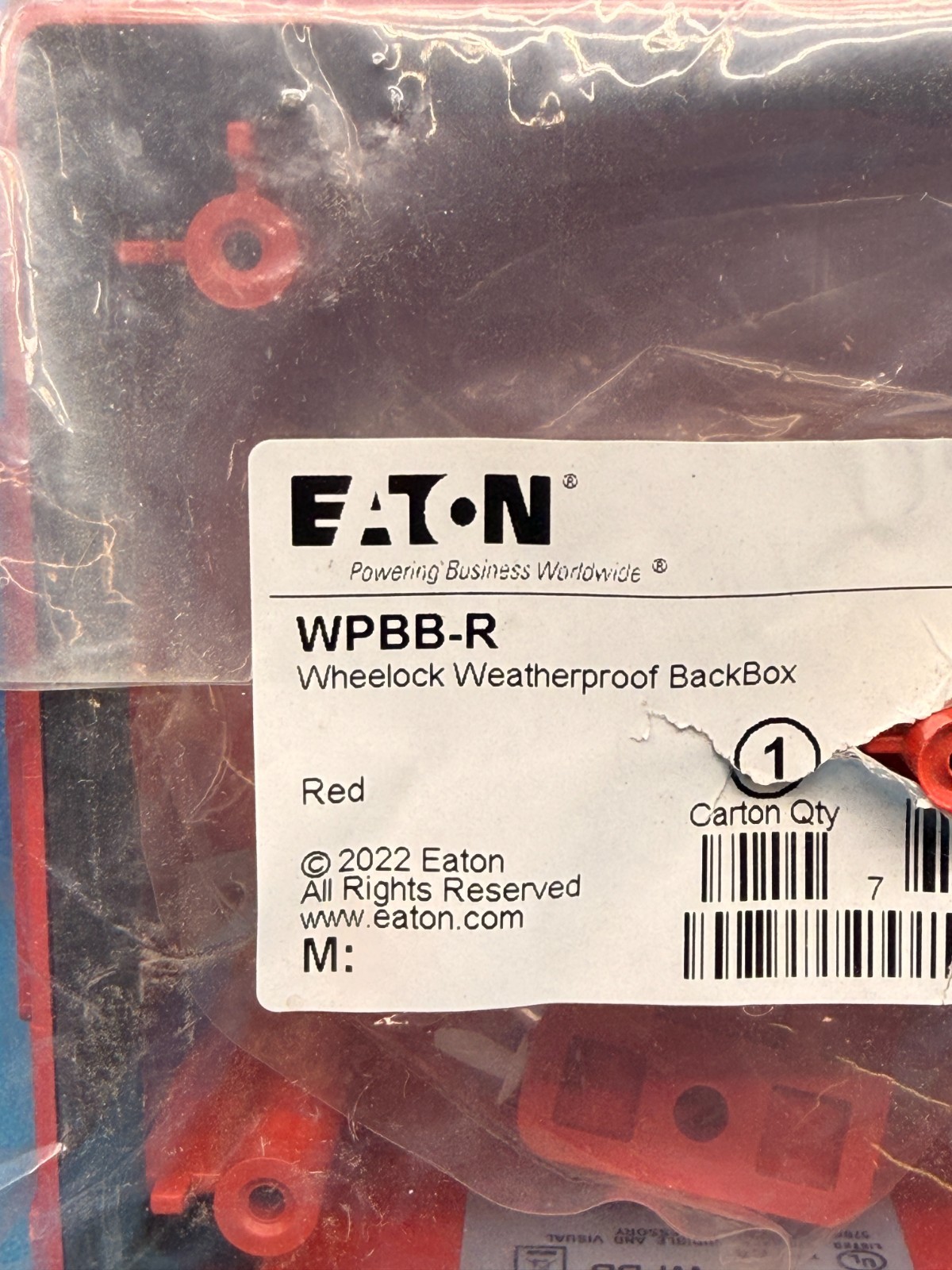 Eaton WPBB-R Wheelock Weatherproof Back Box Red