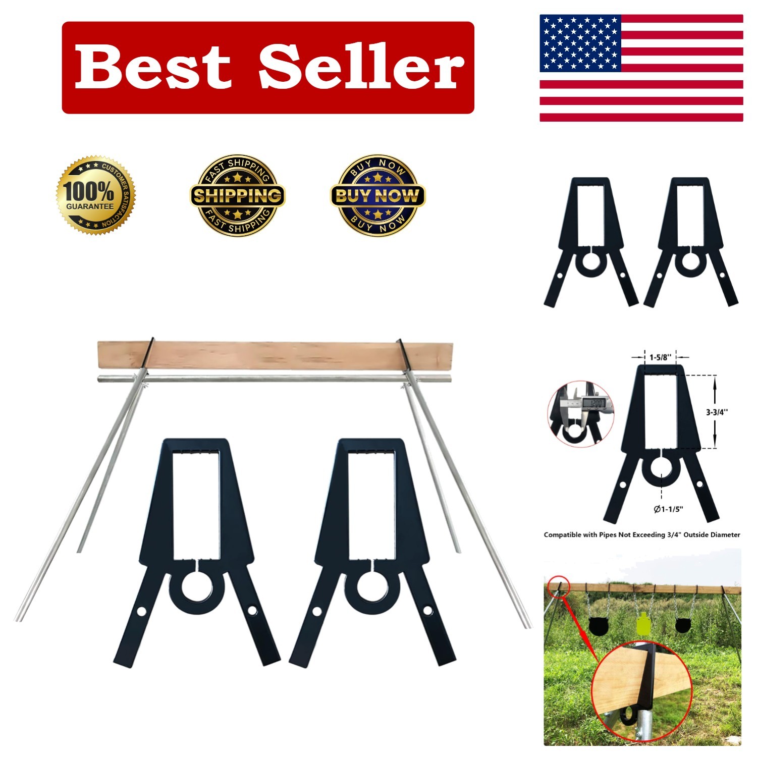 Heavy-Duty AR500 Target Stand Bracket Kit – Ideal for Pistol & Rifle Shooting