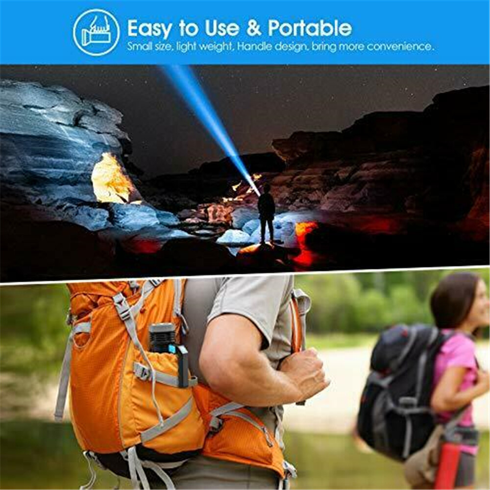 High Powered Ultra Bright LED Torch Rechargeable Security Flashlight Side Light