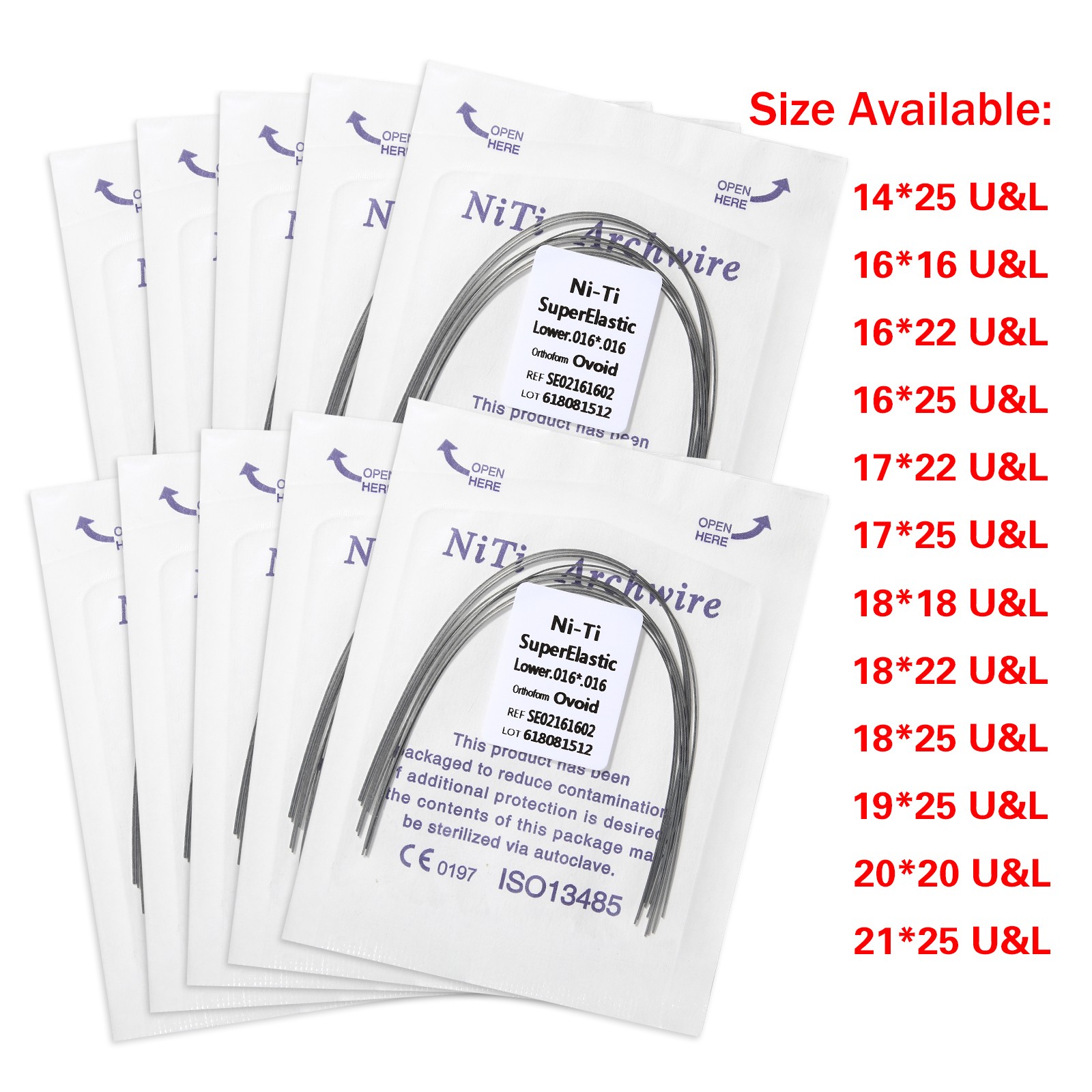 Dental Orthodontic Super Elastic NITI Rectangular Arch Wires Ovoid Form