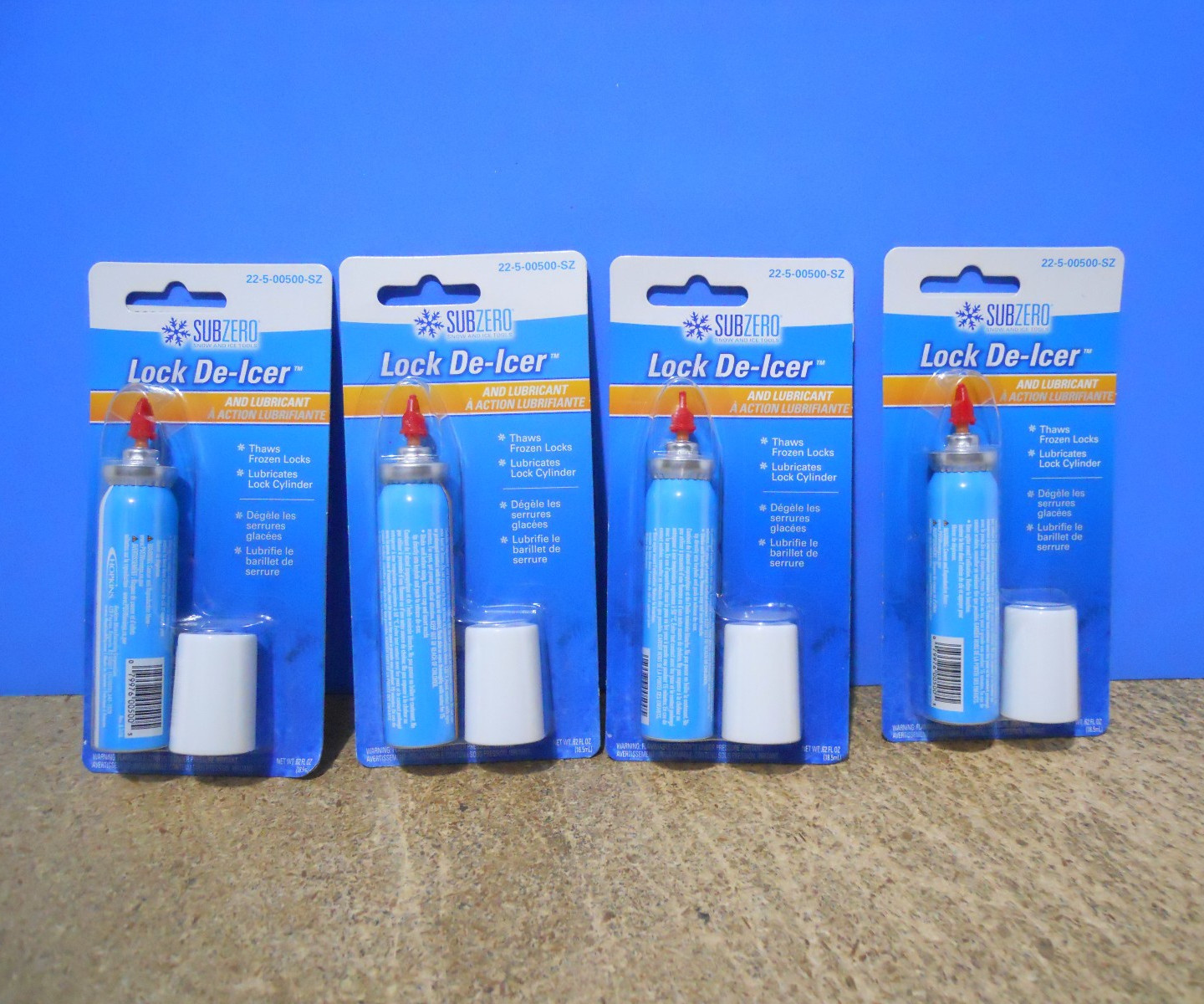 4 pcs -SUBZERO Lock De-Icer and Lubricant .62 oz (18.5mL) Thaws Frozen Car Locks