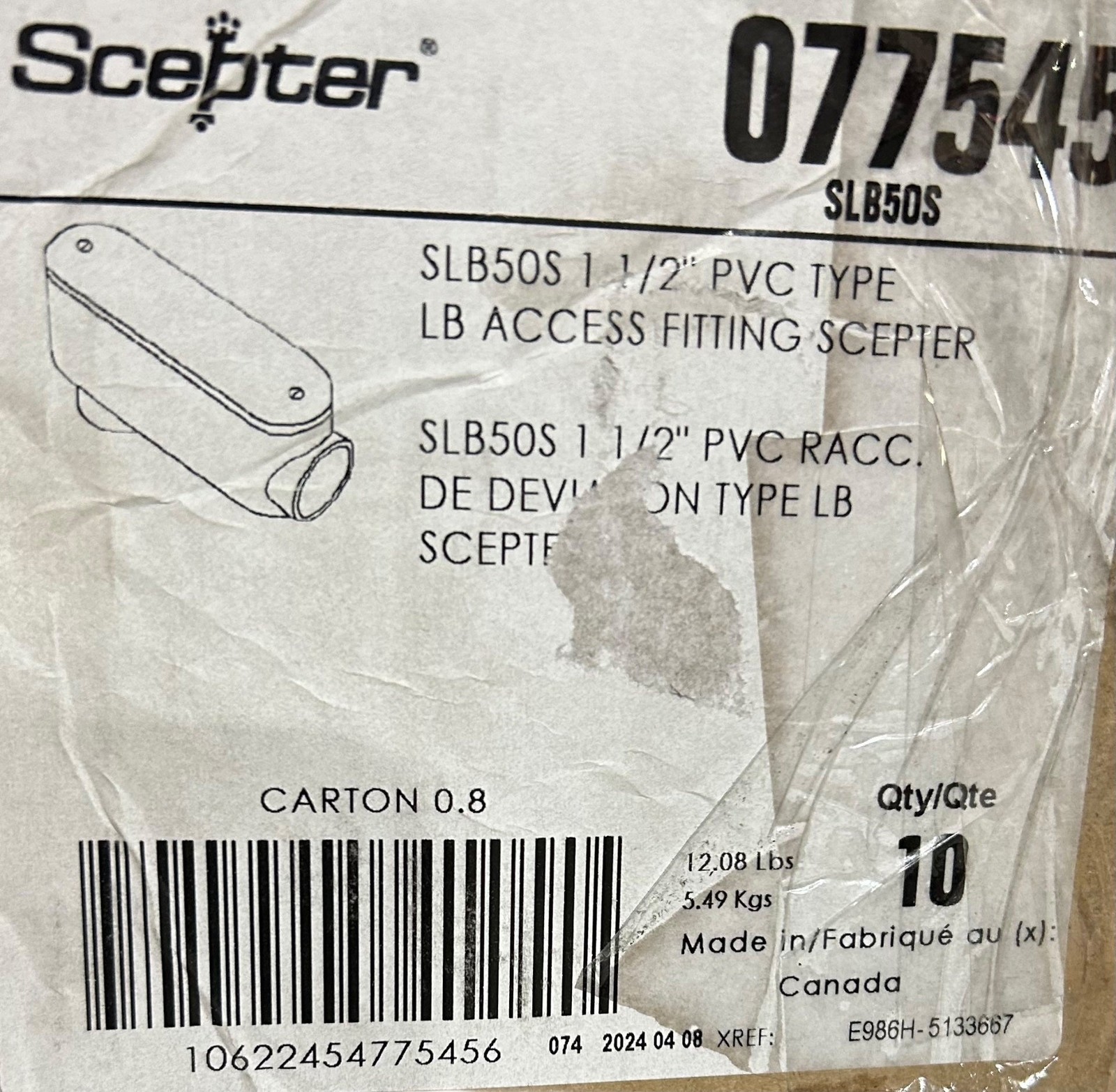Ipex Scepter SLB50S 1-1/2" Access Fitting, Type LB