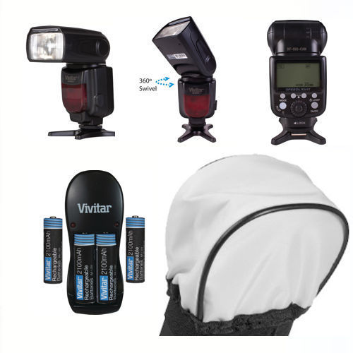 PRO TTL DEDICATED FLASH + CHARGER + DIFFUSER + BATTERIES FOR CANON EOS T3 T3I T5